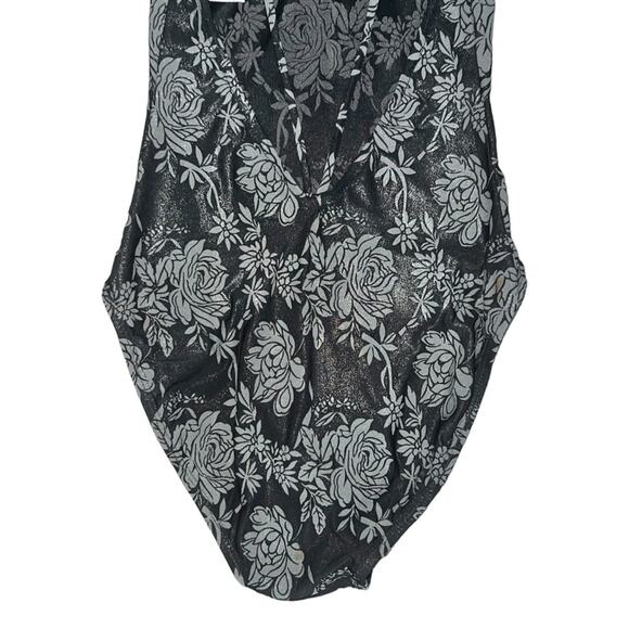 VTG AUTH Christian Dior Black Low Back High Cut Floral Print One Piece Swimsuit - Picture 8 of 12